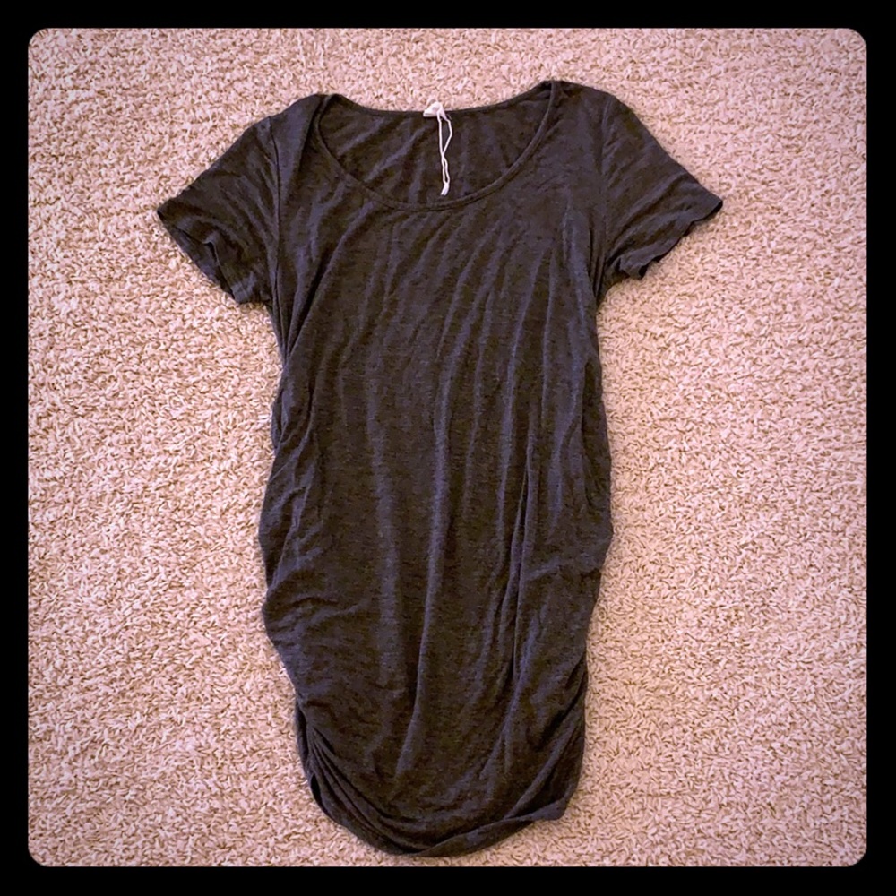Dark gray pink blush maternity tee